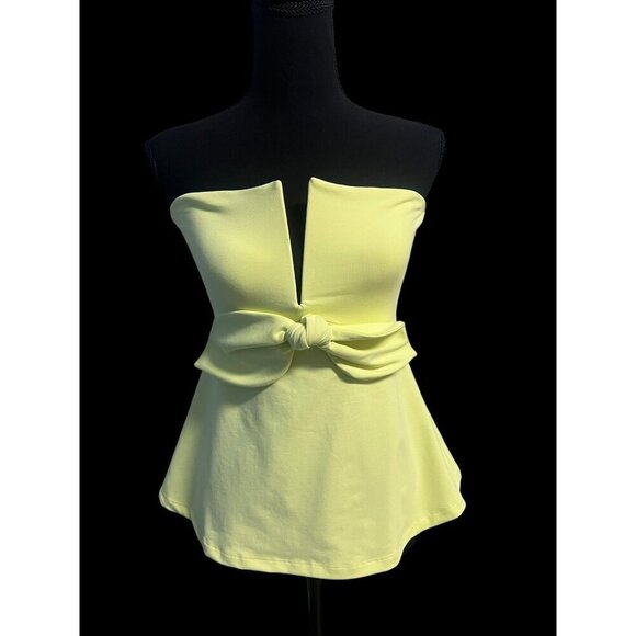 Susana Monaco Tops - Susana Monaco Strapless Bow Front Top Lemon Yellow, BABY DOLL, SM